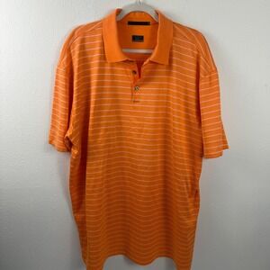 Nike Tiger Woods Collection Orange Striped Golf Polo Shirt Mens XXL Nike Fit Dry